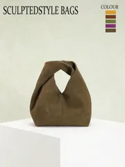 バッグ レディース ハンドルバッグ 1個 彫刻スタイルバッグ 秋冬新作 ヴィンテージ メイヤード ブラウン レトロベルベット調PUハンドバッグ、ミニマリストスタイル レディース トートバッグ、通勤やコートとのコーデ