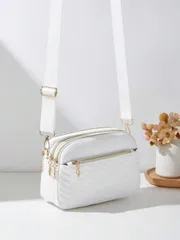 バッグ レディース ショルダーバッグ 1個 女性用カジュアルクロスボディバッグ、4つのジッパー付き、無地のパーソナライズされたファッションの波模様、持ちやすい手持ちとショルダーストラップ、大容量、旅行、ショッピング