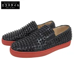Christian Louboutin クリスチャンルブタン パテント スパイクスタッズ スリッポン シューズ メンズ 黒 ブラック 41 41
