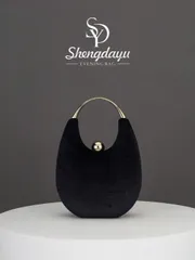 バッグ レディース ドレスバッグ 1個  ブラック ベルベット エレガントクリスタルデコレーション ハンドバッグ、2025年新作秋冬ファッションパーティーメタルストラップ財布、リップスティックやアクセサリーが収納可