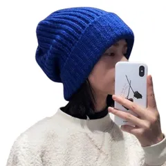 [Capprecier] ニット帽 メンズ レディース 秋 冬 帽子 防寒 防風 伸縮性 ビーニー 小顔効果 おしゃれ 無地 シンプル 通勤 通学 アウトドア 7色展開 暖かい カジュアル 男女兼用 (JP, アルファベット [ブルー] [Free Size]