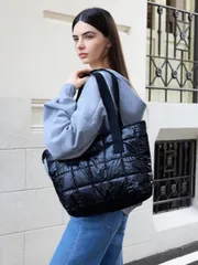 バッグ レディース トートバッグ 軽量、ビジネスカジュアル キルティング ショルダートートバッグ 女子高生 女性 大学生 オフィス 通勤 アウトドア 旅行 学校 大容量 持ち運びやすい クリスマスギフトに最適