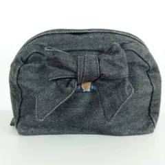 【美品】ピンクハウス★大きめリボンとくまさんが可愛い！　ポーチ　カラーデニム　黒系　＊ba
