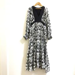 良品 24SS JOURNAL STANDARD ジャーナルスタンダード オリエンタルプリントティアードワンピース ホワイト ブラック レディース 古着 中古 USED