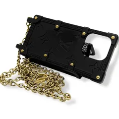 LOUIS VUITTON　ルイヴィトン　iphone14pro　ケース　チェーン　ストラップ　 M81997　リ トランク　iphone14 pro　モノグラム　エンボス　ブラック　スマホ　スマホショルダー　チェーンショルダー　dk7