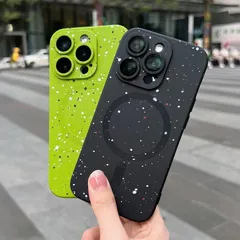 magsafe対応 アイフォンケース iPhone16ケース スマフォケース マグセーフ ワンタッチ充電 充電器 ドリッピングデザイン スパッタリング ポ