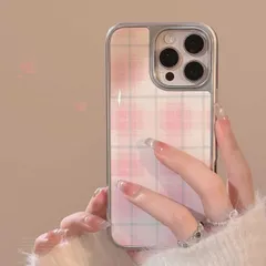 【可愛い人気新作】iPhone17Proケース チェック　ピンク 光沢 おしゃれ シンプル かわいい バイカラー 学生 女の子 ガーリー iPhone16Proケ
