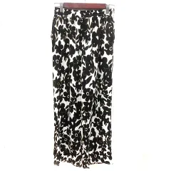 ニコアンド Niko and.. イージーパンツ 総柄 F 黒 ブラック アイボリー /RT