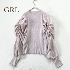 GRL グレイル　長袖カットソー　異素材スリーブトップス F くすみピンク　リブ　シンプル