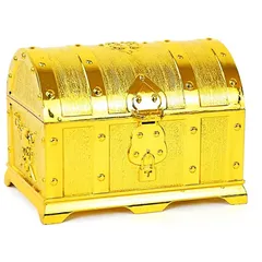 EXDUCT 宝箱 小物入れ 収納箱 海賊風 おもちゃ箱 海賊 レトロ アンティーク風 宝石箱 収納ボックス 貯金箱 金 [金]