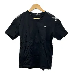 Burberry Black Label(バーバリーブラックレーベル) 半袖Tシャツ サイズ3 L メンズ美品  黒 Vネック/チェック柄