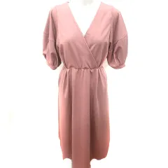 ナチュラルクチュール natural couture ワンピース Aライン ロング 半袖 F レッドブラウン /RT