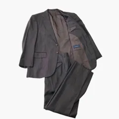人気　メンズ　バーバリー ロンドン BURBERRY LONDON ストライプ セットアップ スーツ シルク混 三陽商会 日本製 ブラウン AB5 M相当 イタリア生地使用