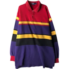 古着 ラルフローレン Ralph Lauren POLO by Ralph Lauren マルチボーダー 長袖 ポロシャツ メンズXXL相当/eaa615773