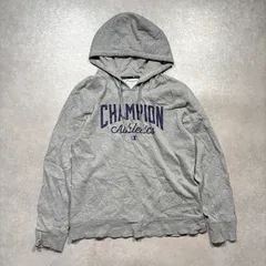 Champion チャンピオン ロゴ プリント スウェット パーカー フーディ M グレー ゆったり