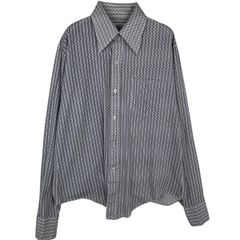 希少✨美品✨ヴェルサーチ ロゴ総柄長袖シャツ Yシャツ グレー系 37 S 