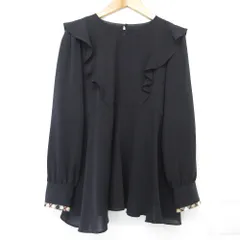 美品 BLUE LABEL CRESTBRIDGE ブルーレーベルクレストブリッジ フリル ロングスリーブ ブラウス サイズ36 ネイビー レディース 古着 中古 USED