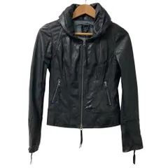 美品 BEATRICE ベアトリス ラムレザー フード付き ジャケット サイズ38 ブラック レディース 古着 中古 USED