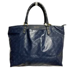 良品 GHERARDINI ゲラルディーニ ソフティ モノグラム 2WAY ショルダーバッグ トートバッグ ネイビー レディース 古着 中古 USED