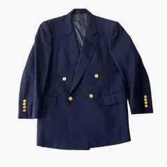 バーバリー Burberrys 紺ブレ ダブル テーラードジャケット タスマニアウール 金ボタン   96-86-170