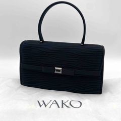 WAKO 銀座和光 ネイビー ホースヘア×レザー ゴールド金具 ハンドバッグ
