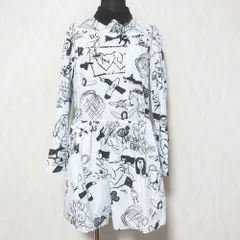 美品 CARVEN カルヴェン 襟付き ストライプシャツワンピース 36 ライトブルー ブラック レディース 古着 中古 USED