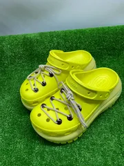 ●crocu　クロックス　メガクラッシュクロッグ　厚底　イエロー　靴紐付　M5/W7　約23センチ　使用に伴う汚れ少々あり　中古