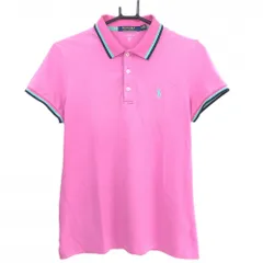 ポロゴルフ 半袖ポロシャツ ピンク×ライトグリーン 襟袖ライン レディース M ゴルフウェア Ralph Lauren