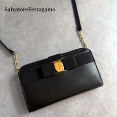 SalvatoreFerragamo サルヴァトーレフェラガモ スマホケース iPhone11Pro チェーンショルダー ヴァラリボン ブラック ゴールド金具 レザーのサムネイル