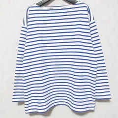 良品 ROYAL MER ロワイヤルメール フランス製 ボーダー オーバーサイズ バスクシャツ カットソー M ブルー×ホワイト レディース 古着 中古 USED