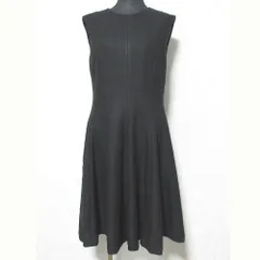 美品 Theory セオリー SL.PEPLUM.DR CANVAS.TWEED キャンバスツイード ノースリーブ ひざ丈 フレアワンピース 2 ブラック レディース 古着 中古 USED