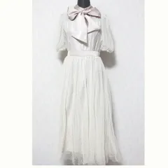 未使用 WILLSELECTION ウィルセレクション リボン ドットチュールハイネックワンピース M ベージュ レディース 古着 中古 USED