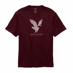 アメリカンイーグル AMERICAN EAGLE メンズ Men's 半袖 AE ライトウェイト アイコンロゴ グラフィック Tシャツ ワインベリー