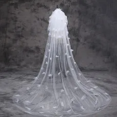 ロングトレーン 花びらベール ウェディングベール 花嫁 長引裾 フラワー 結婚式 フォトウェディング 前撮り ロケーションフォト 写真映え ヘアアクセサリー