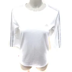 アディダス adidas ニット カットソー Uネック 七分袖 M 白 ホワイト グレー /RT
