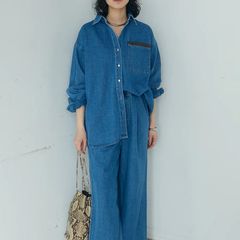ESICA [SET]デニムライクハーフスリーブシャツSETUP - メルカリ