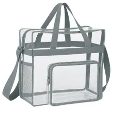 [ideastore] クリア トートバッグ 透明 ビニール 大きめ ショルダー 斜め掛け 推し活 (ブラック) [ブラック]