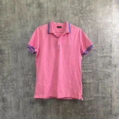 【T-510】DIESEL ディーゼル 半袖ポロシャツ XL ピンク ワンポイントロゴ メンズポロシャツ カジュアルポロシャツ 鹿の子ポロシャツ 春夏トップス