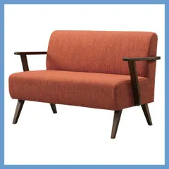 ２人掛けファブリックソファ（天然木：アッシュ使用）「W111×D66×H72×SH40cm」（肘掛けあり）No.742／ブラウン
