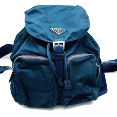 ★PRADA プラダ ナイロン バックパック リュックサック グリーン系 ネイビー 三角ロゴ  中古★007275