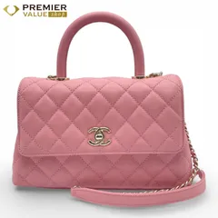 シャネル ココハンドル W24 ピンク キャビアスキン ゴールド金具