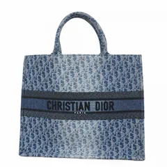 ★SALE【6bd4554】クリスチャンディオール トートバッグ オブリーク ブックトート デニム ブルー【中古】メンズ レディース ユニセックス