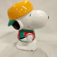 スヌーピー貯金箱陶器 大サイズ 置物 インテリア 野球フィギュア