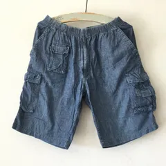 3093 68&brothers シックスティエイトアンドブラザーズ ハーフカーゴパンツ ショートパンツ L コットン ブルー 日本製 ウエストゴム