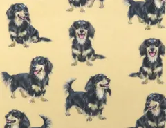 【ゆきちゃん限定】X2732 ダックス ブラック＆クリーム ベージュ コットン生地 1m