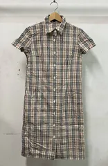 BURBERRY London バーバリーロンドン 半袖ワンピース FMA13-004 シャツワンピース ノバチェック サイズ38   綿100% ベージュ×ブラック