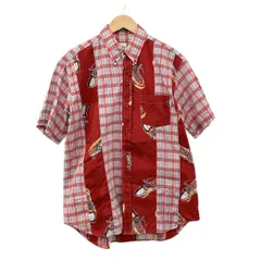 KarlHelmut(カールヘルム) 半袖シャツ メンズ美品  - レッド×白×マルチ チェック柄