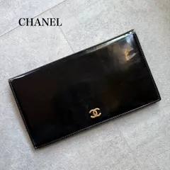 CHANEL シャネル ココマーク 二つ折り長財布 ブラック 黒 ゴールド金具 パテントレザー a11