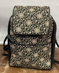 美品 印傳屋 花柄 フラワー リュック A4可 印伝 鹿革 牛革 定7.7万