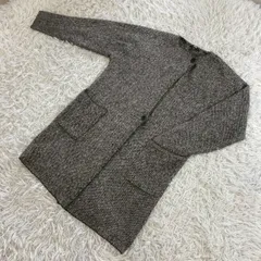 【冬物セール】 UNIQLO ツイードニットコート 411746 ジャカード編み コーディガン ロング丈 レディースMサイズ